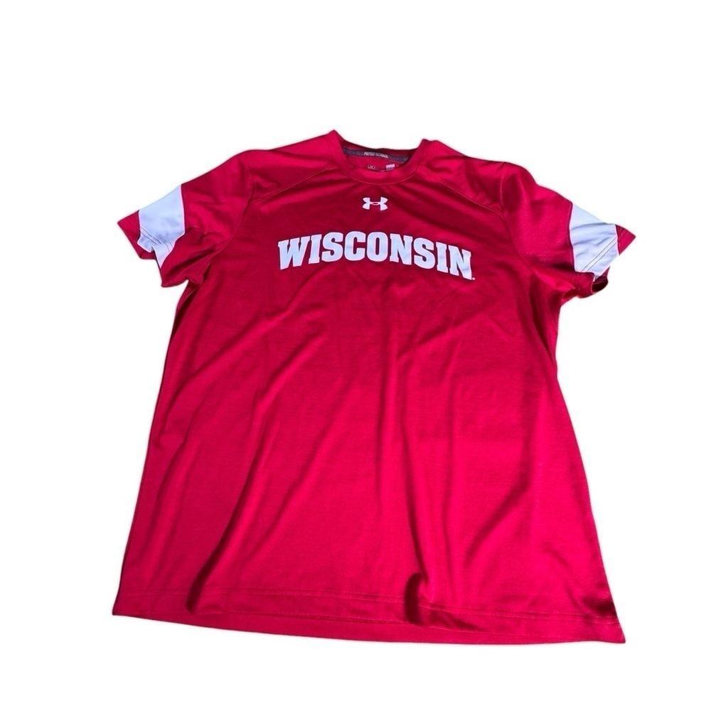 Wisconsin Badgers Red Under Armour Men’s Performance T Shirt Large Loose Fit